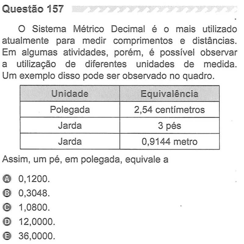 Questão 157 prova Enem2019