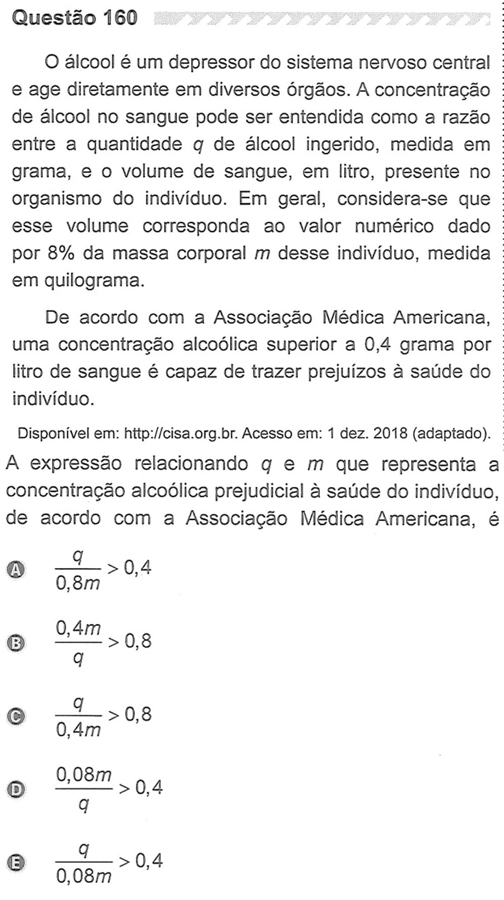 Enem 2019 prova cinza questão 160 correção em vídeo